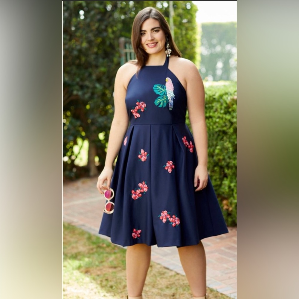 NWT Draper James x ELOQUII Parrot Embellished Dress